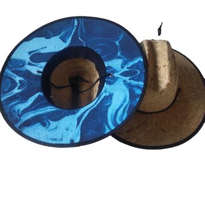 China The Beach Straw Hat Factory Wholesale Fashion Three Door Bush Cut Mat Grass Woven Patch Straw Hat for sale