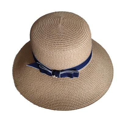 China Small Picture Hat Female Summer Sun Shade Sun Protection Straw Hat Bow Travel Outing Beach Candy Color Fisherman's Hat for sale