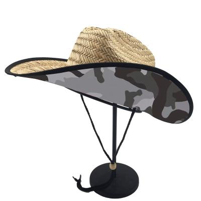 China Custom Natural Handmade Unisex Sun Grass Image Summer Western Round Straw Cowgirl Cowgirl Hat With Logo for sale