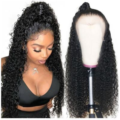 China Natural Color 13*4Lace Wave Wigs Virgin Brazilian Curly Kinky Frontal Lace Wigs Wholesale Cheap Silky Straight Wigs Pre Plucked Natural Baby Hair Wigs for sale