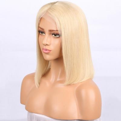 China Cheap Peruvian Blonde 613 Colored Silky Straight Bob Wig , Raw Virgin Hd Human Hair Full Lace Wig Transparent Bob Wig Human Hair Lace Front for sale