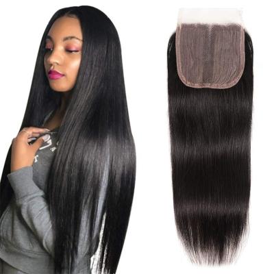 China Unprocessed Virgin Remy Human Hair Handmade Lace Closure HD Brazilian Virgin Hair 4*4lace Closure Unprocessed Lace Closure for sale