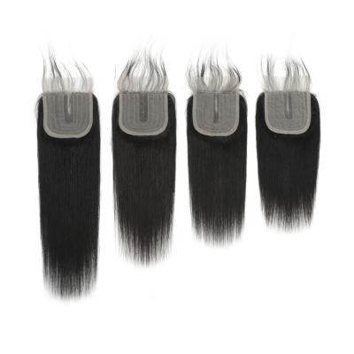 China Cheap 100% Virgin Remy Human Hair Hair Color 4x4closure Factory Price 4x4 Unprocessed Black Lace Closure t Part Lace Closure for sale