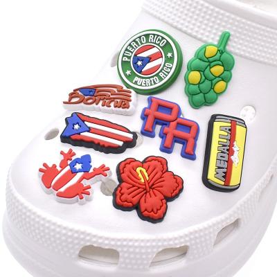 China Clog Charm Wholesale RP Flags Puerto Rico Fang Shoe Charms For Adults Clog Shoe Decorations for sale