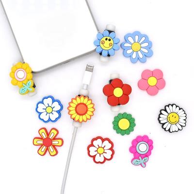 China PVC USB Cable Protector Cute Plants Theme Broken Cable Cord Saver For Mobile Charging Cord for sale