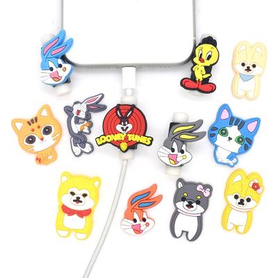 China Cute Cartoon PVC Cable Protector Data Line Silicone Coil Winder Protector For All Mobile Phone for sale