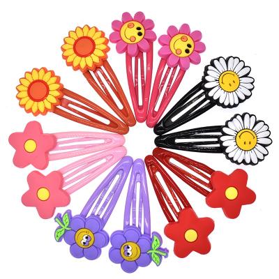 China Wholesale Decoration Factory Sunflower Girls Hair ClipsMetal PVC Hair Clips Baby Headwear Hairpin for sale