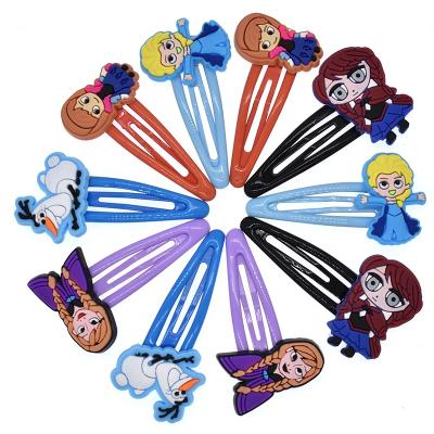 China Decoration Factory Hot Selling Sweet Hair Clips Small With PVC Charm Cute Baby Novelty Hair Clips Cartoon Hair Clips For Kids for sale