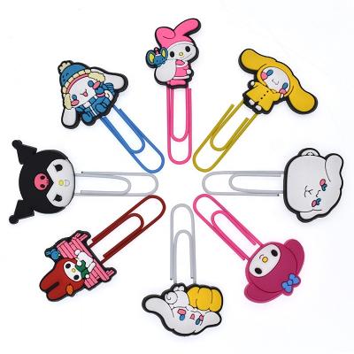 China Cute Creative Soft PVC Plastic Colored Paper Clip Lying Kuromi Landmarks Cartoon Shape Plastic Paper Clip for sale