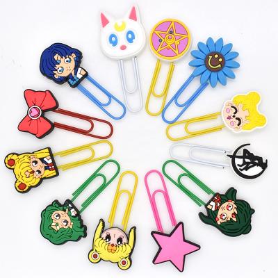 China Cute PVC Metal Sailor Moon Bookmark Paper Clip with Letters Handwritings Photos Tickets Notes for sale