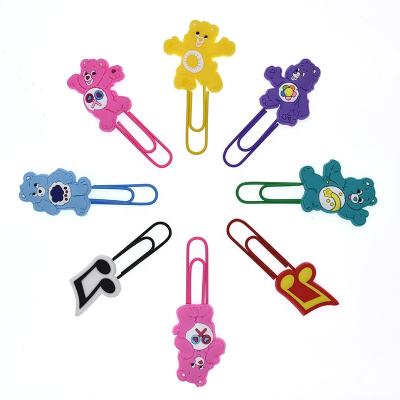 China Newest Quality PVC Cute Promotional Durable Competitive Design Bear Soft Bookmark Paper Clip for sale