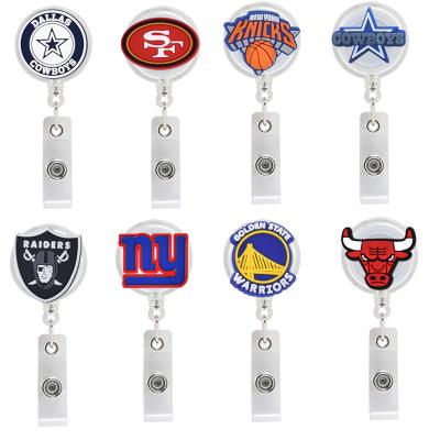 China For Retractable Plastic Yoyo Badge Reel Holder Retractable ID Card Reel ID Card Holder Sports Teams Logo PVC Badge Reel Holder for sale