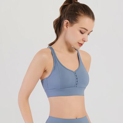 China Adjustable Breathable Cross Back Women Yoga Bra Fashion Medium Support Women Training Tops Casual Daily Wear Women Vest for sale