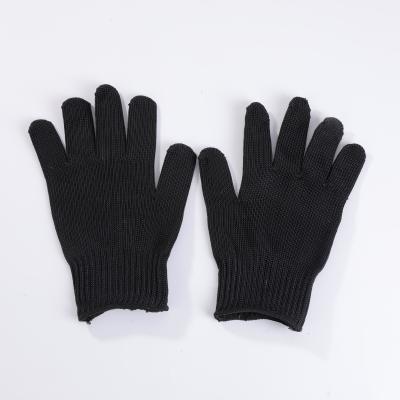 China Handling Protective Food Grade Processing Clothing Cutting Safety Mechanic Black Polyester Cut Resistant Working Gloves For Food Grade Kitchen Household for sale