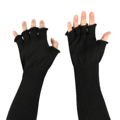 China Long Half Finger Black Aramid Industrial Work Anti Cut Work Arm Protective Sleeve for sale