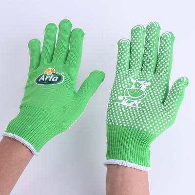 China Factory Direct Wholesale Green Cow Pattern Anti-Slip Custom Non-Slip Gloves With White Dot for sale