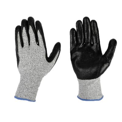 China Custom auto service high performance level 5 work nitrile hppe cut resistant gloves for sale