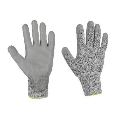 China Industry Working Safety En388 Gray Level 5 Cut Resistant Gloves With PU Coating for sale