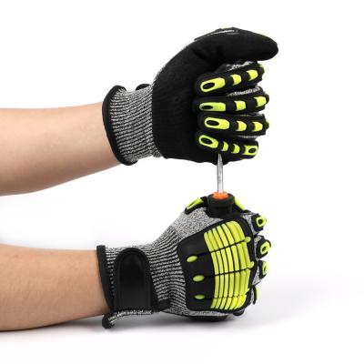 China Anti-cut TPR Cut Heavy Duty High Impact Resistant Construction Anti Shock Gloves for sale