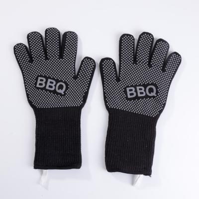 China Higher Custom Heat Resistant Gray BBQ Heat Resistant Gloves With Double-Layer Design Inside And Outside For Oven for sale