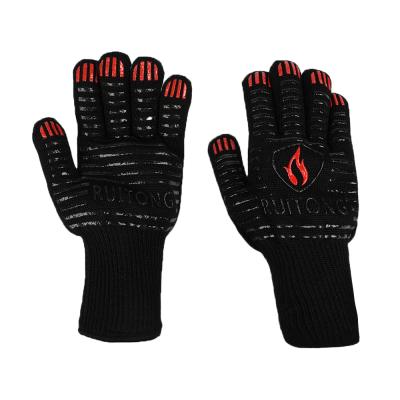 China Good Quality Higher Heat Resistant Customized Oven Non Slip Silicone GRILLING Heat Resistant Gloves for Kitchen Rack for sale