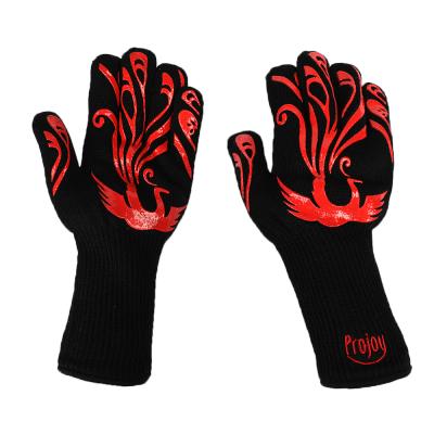 China Highest Logo Food Grade Custom Grill Kitchen Heat Resistant Cooking BBQ Silicone Heat Resistant Gloves for sale