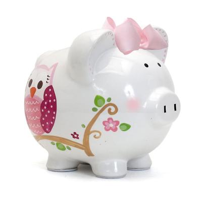 China Simple Modern Cute Bow Knot Piggy Bank Coin Bank Ceramic Piggy Bank Saving Gift for sale