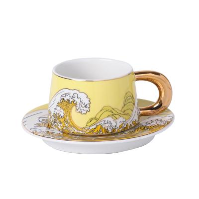 China Sustainable European Style Coffee Cup Set Luxury Ceramic Small Milk Cup With Saucer Afternoon Tea Cup Sets for sale