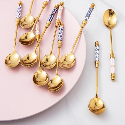 China Multifunctional Viable Stainless Steel Coffee Tea Spoon Sugar Milk Spoons Afternoon Tea Dessert Serving Spoon Home Party Supplies for sale