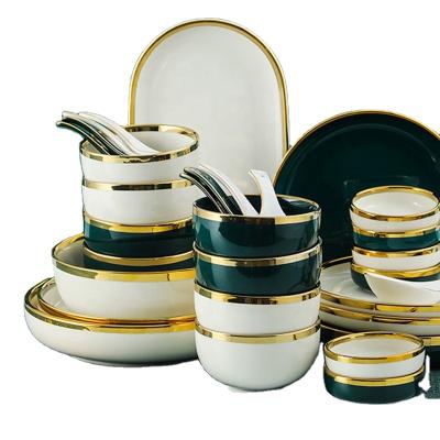 China Viable Nordic Dish Bowl Dinnerware Set Ceramic Phnom Penh Dish Plates Bowls Set Household Dinner Sets for sale