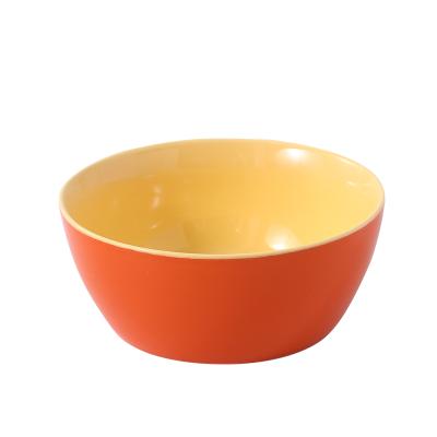 China Viable Cute Solid Color Around Ceramic Porcelain Salad Bowl Tableware Soups Rice Bowl Household Serving Dinner for sale