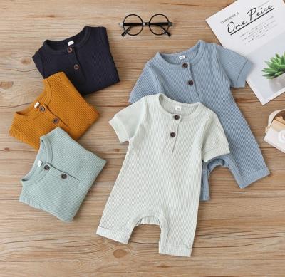 China Baby Gender Neutral Ribbed Romper Cotton Button Romper 100% Baby Shower Gift Set for sale