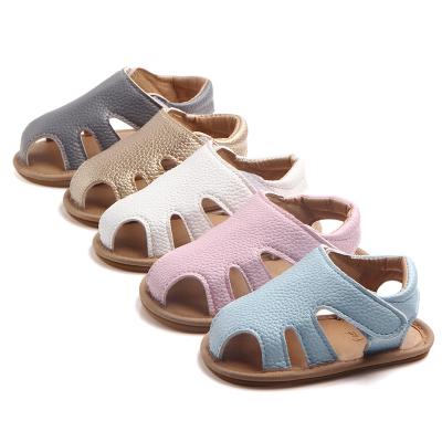 China Baby Flat Child Prewalker Shoes Toddler Slipper Baby Boy and Girl Indoor Leather Sandal for sale