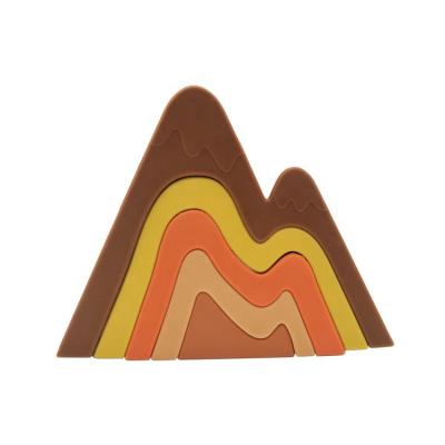 China Food Grade Silicone Mountain Ridge Building Blocks Stacking Toys Silicone Educational Toys Montessori Toy Kids Stacking Doll, Wooden Nest for sale