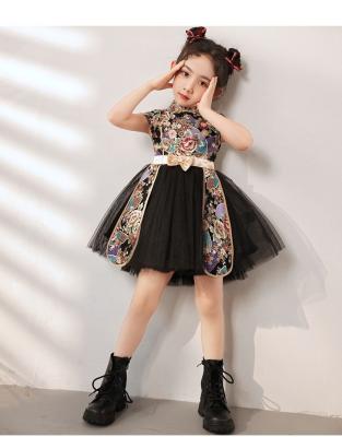 China New Children's Fashion Chinese Style Country Girls Qipao Dress Children's Performance Dress Princes Summer Washable Dress for sale