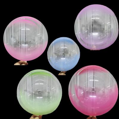 China Gift BLN Toy Balloon 20 Inch Wholesale Leaves Printed Bobo Bubble Clear Gradient Ramp Stretched Transparent Color Factory for sale