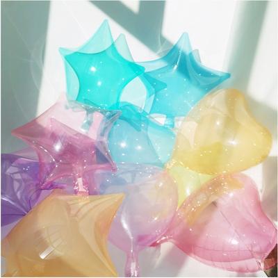 China 16 inch globo inflatable clear burbuja gift BLN toy Beautiful Bobo star TPU colorful transparent stretch bubble balloons for sale