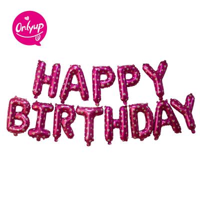 China Gift Toy BLN Package Alone Lovely 16inch Pink Color HAPPY BIRTHDAY Letter Foil Balloon Sets For Birthday Party Decoration for sale