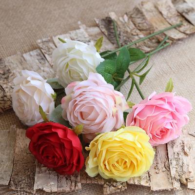 China Fashional Rose Flower Artificial Silk Flower Home Decoration Single Stem Rose For Backdrop for sale