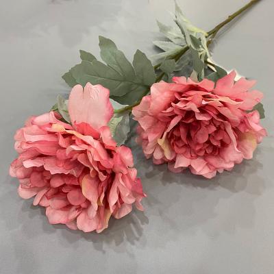 China Fashional Artificial Flowers Wholesale Wedding Large 3 Heads Artificial Silk Decorative Peonies For Arrangement for sale