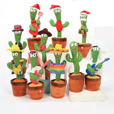 China Hot Selling Toy Soft Stuffed Musical Dancing Cactus Plush Dancing Doll Green Cactus Talking Cactus With Hat Dancing Cactus Set for sale