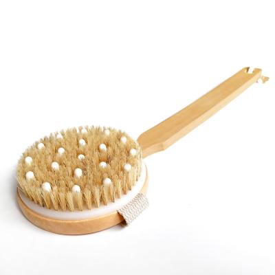 China All Natural All Natural Wholesale Custom Logo Oval Shape Handheld Bristle Boar Bath Exfoliating Brush Dry Skin Wooden Body Brush for sale