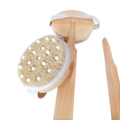 China All Natural All Natural Body Boar Hair Long Handle Removable Shower Brush Natural Bath Brush for sale