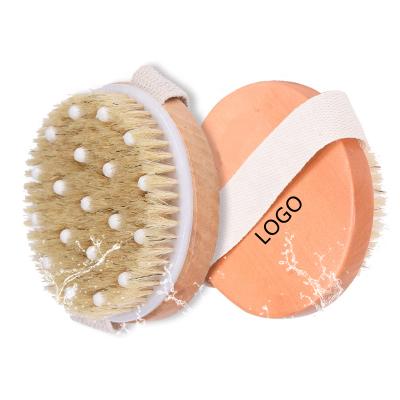 China All Natural All Natural Customized Logo Natural Boar Bristles Bath Brush Exfoliating Dry Skin Massager PPR Pearl Bath Brushes For Body for sale