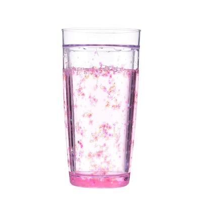 China American Hot Selling Viable Double Wall Ice Freeze Beer Mug With Liquid And Glitter for sale