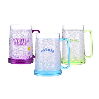 China HT01 LFGB 16OZ Modern Double Wall Crystal Plastic Freezer Cup With Frost For Cool Drink From Factory for sale