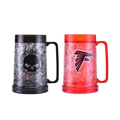 China Sustainable Reasonable Price Keep Longer Cold Beverage Cold Beer Double Wall Frozen Freezer Than Plastic Frosty Ice Mug Frosted Beer Mugs for sale