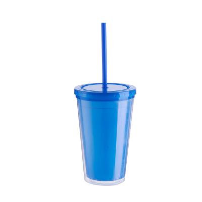 China Reusable DOUBLE WALL Keep Cold Drinks Promotion PP Plastic Tumbler With Straw And Lid Cheap Cup 19 Ounce for sale