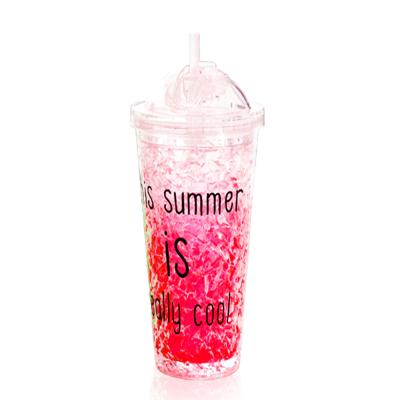 China 2021 Shabby Chic Reusable Personal Plastic Double Wall Tumblers Gel Liquid Straw Tumbler Ice Travel Cup Cup 650ml 24oz for sale