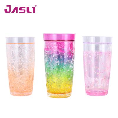 China HT02 Sustainable Promotion, Hot Sales Plastic Double Wall Freezer Plastic Beer Cup With Frost for sale